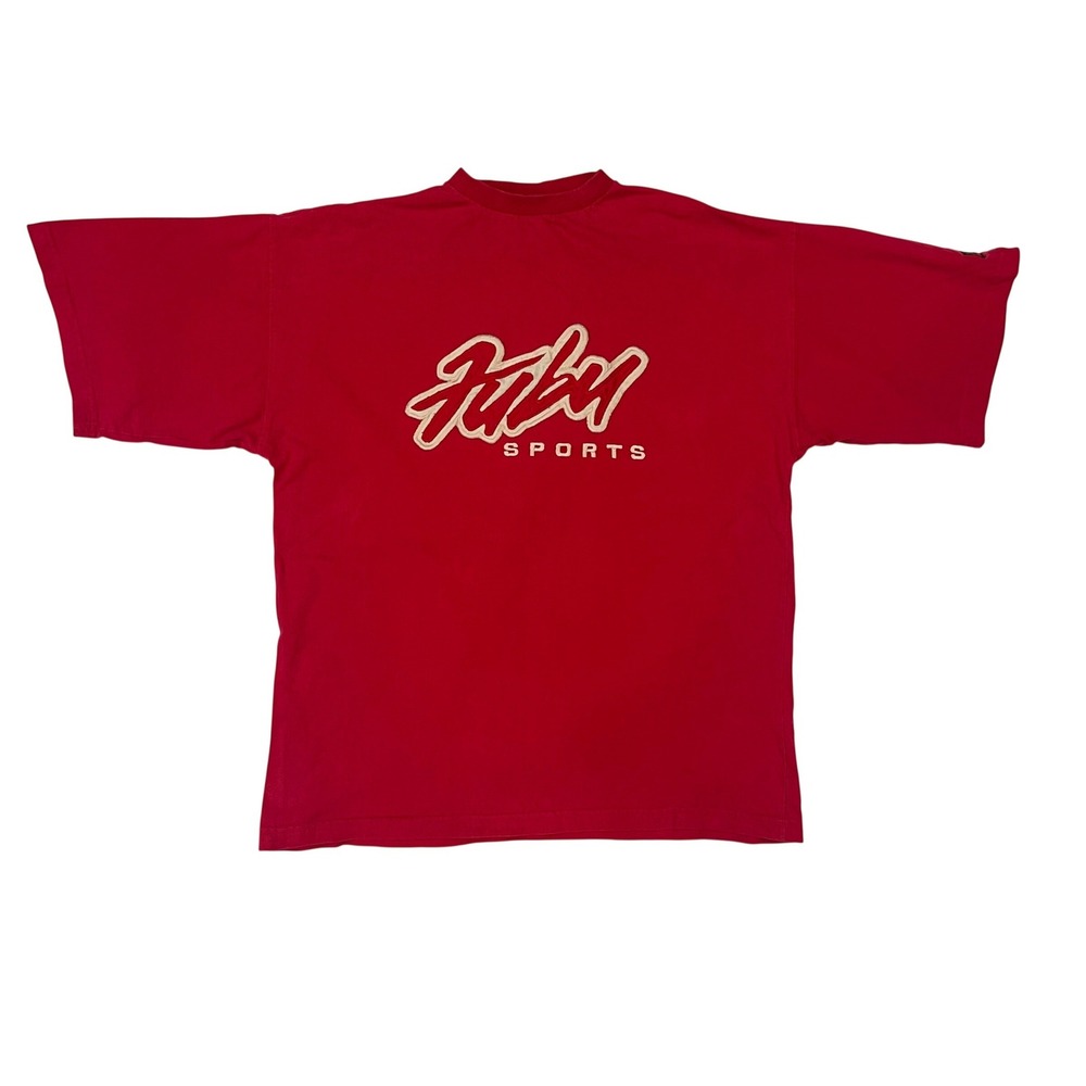 Vintage FUBU‎ Sports T-Shirt Red Embroidered Logo 90s Streetwear Mens XL